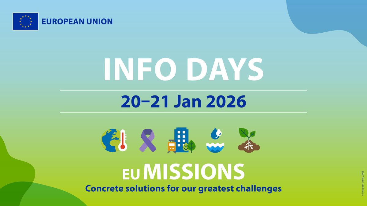 Don’t miss the #MissionOcean &amp; Waters session at the #EUMissions Info Days! 📢

Join us on 21 January at 13:30 – 15:30 (CET) to learn about the Horizon Europe Work Programme 2026 and new funding calls under the Mission.

Find out more 👉…rch-innovation-community.ec.europa.eu/events/4jD1h32…

@Cinea_EU