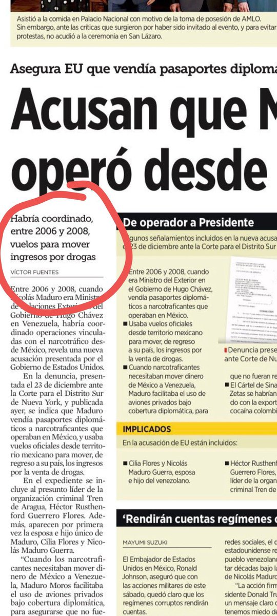 En 2006-2008 el usurpador  <a href="/FelipeCalderon/">Felipe Calderón 🇲🇽🇺🇦</a> era el presidente espurio de México. 
El presidente <a href="/lopezobrador_/">Andrés Manuel</a>  no tiene nada que ver en los supuestos nexos de Maduro con el tráfico de drogas. Sin embargo, el pasquín inmundo <a href="/Reforma/">REFORMA</a>, insiste en manipular y mentir a la Opinión
