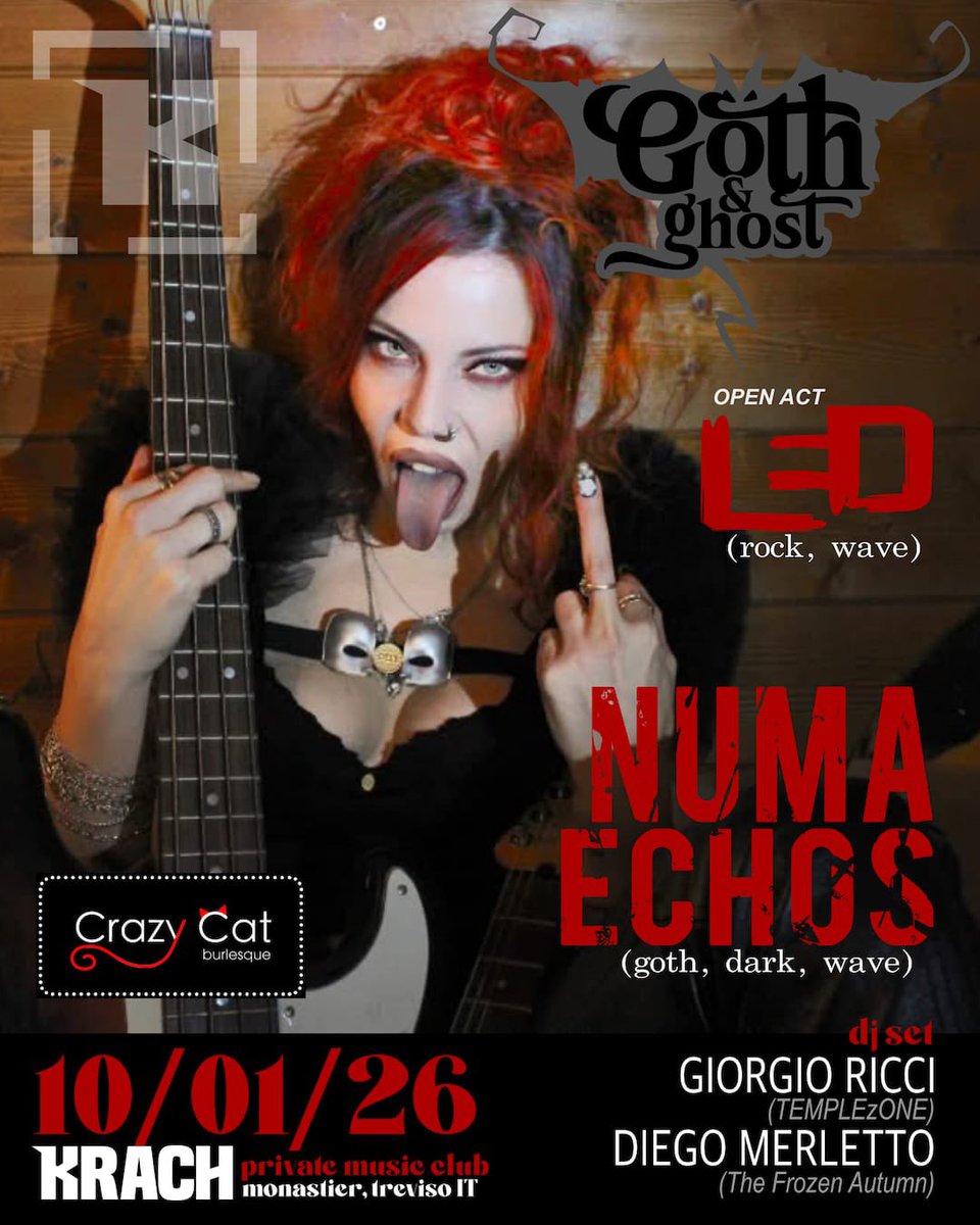 NEXT GIG!
Descending Tour - Numa Echos live + opening act L.e.d | Giorgio Ricci + Diego Merletto djset | Crazy Cat dark burlesque show @ Krach Club - Monastier (TV) - 10.01.26