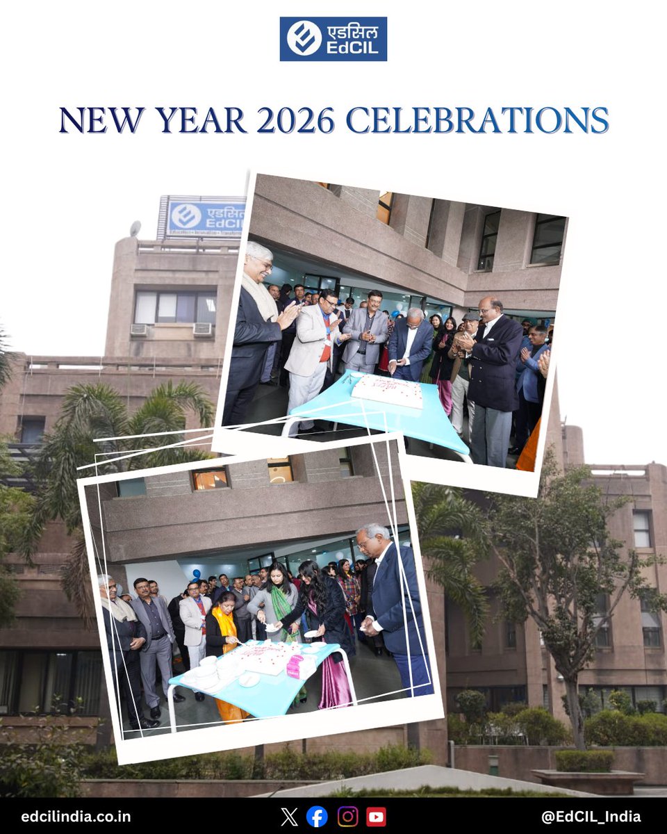 EdCIL_India's tweet photo. Welcoming the New Year 2026 at EdCIL with a spirit of togetherness, positivity, and renewed commitment towards strengthening education and institutional excellence. 🎊✨📚

#NewYear2026 #NewBeginnings 
#EdCIL #EducationForAll https://t.co/Z2ov5kmn2B