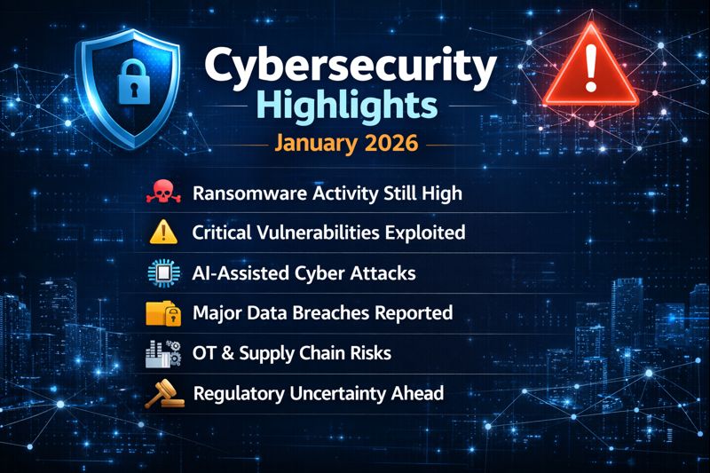 🚨 Cybersecurity Highlights – Jan 2026
• Ransomware pressure remains high
• AI-assisted attacks on the rise
• OT &amp; supply-chain risks grow
• Actively exploited vulns = patch now
#CyberSecurity #InfoSec #Ransomware #AI