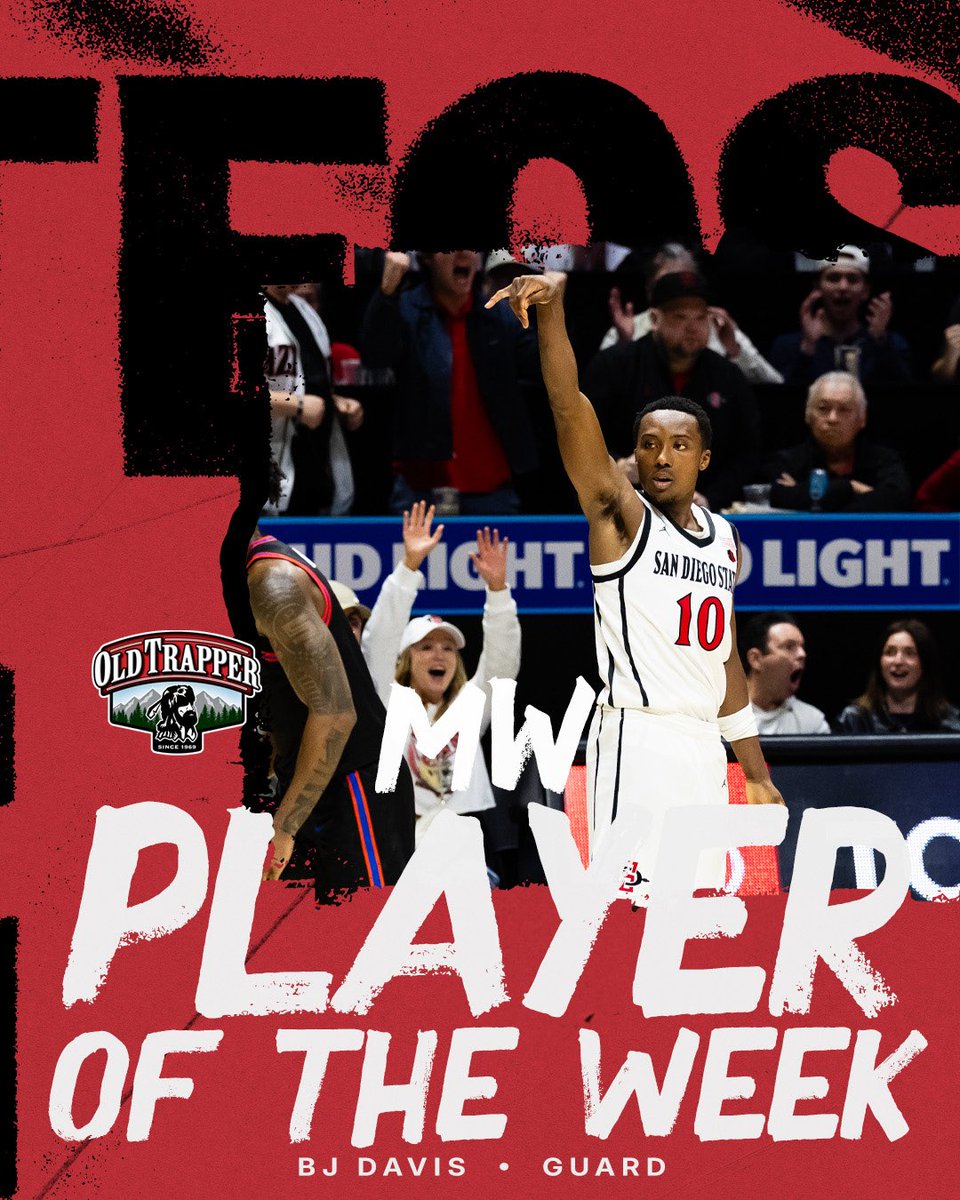 Aztec_MBB's tweet image. .@BJDavis_10 averaged 20.0 points and 7.0 rebounds across our two wins last week to earn @MountainWest Player of the Week! Congrats, BJ! #GoAztecs