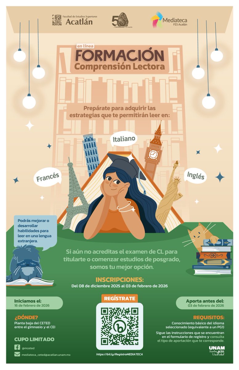 FES_ACATLAN's tweet photo. La Mediateca te invita a sus talleres de 4 Habilidades y CL 😎
#ACÁnosVemos #idiomas #idiomasonline
Regístrate aquí 👉 https://t.co/x4Rn7mW3Gm https://t.co/3QsAqlkcts