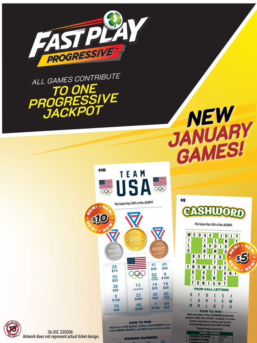 NJLottery's tweet image. New Year, new games, JERSEY! 🎉 The latest #FastPlayProgressive tickets just dropped! ⏩ Grab all new $10 Team USA and $5 Cashword Fast Play Progressive tickets today and start the year with some fast action. For Fast Play Progressive odds and game details, visit