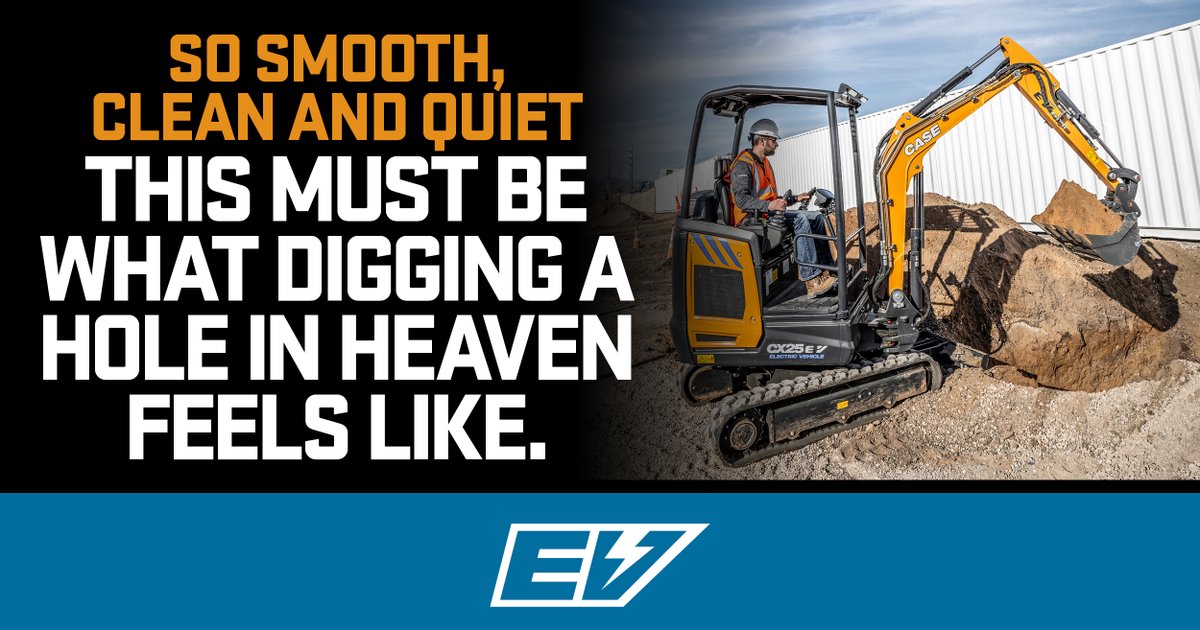 CaseCE's tweet image. What does equipment heaven feel like? The CASE CX25EV Electric Mini Excavator can tell you. Zero emissions, worry-free indoor operation, fewer moving parts and less maintenance all while providing proven power. 

Explore CASE EV solutions at ow.ly/cc3q50XMY90.