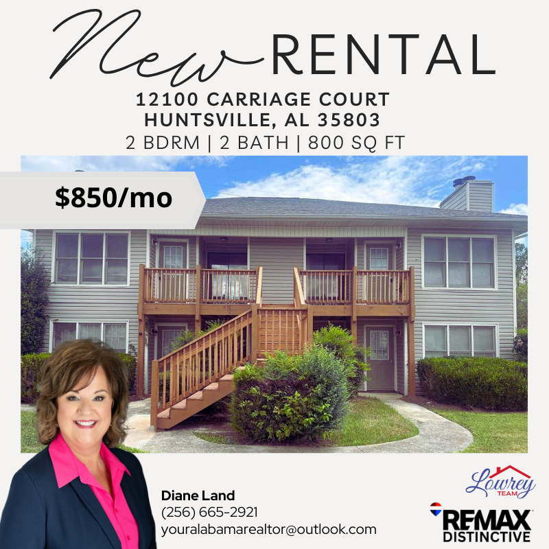 LowreyTeam's tweet photo. Your next Huntsville rental is waiting! Call Diane today for details.
#remaxdistinctive #lowreyteam #huntsvillerentals https://t.co/TaisUCPV5d