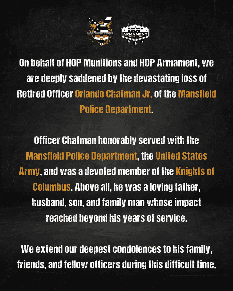 HopMunitions's tweet photo. Our thoughts and prayers are with everyone affected by this loss.
Rest in peace, Officer Chatman. 🇺🇸🕊️

#lawenforcement #lawenforcementofficer #restinpeace https://t.co/3ae3eH22jm