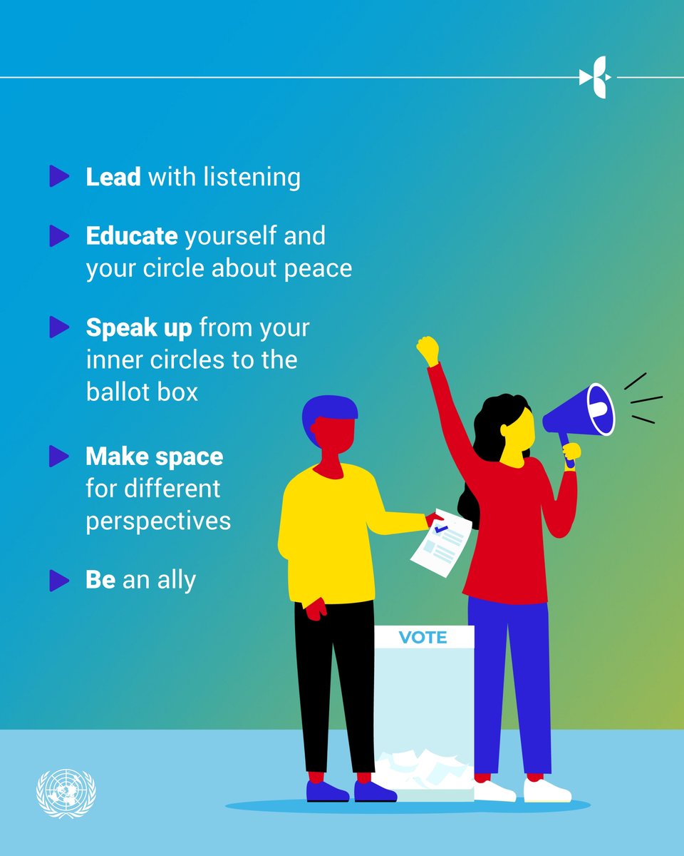 UNYouthAffairs's tweet image. New year, same urgency for peace 🕊️

Start 2026 by exploring "Rise up for peace" and see how everyday actions can help build a more just world. 🌍

Read more and join the #YouthLeadPeace movement 👉 un.org/en/peace-and-s…

#YouthLead #ActNowForPeace