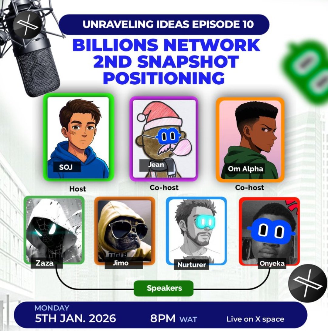 plain_finance's tweet image. Today I will be Co-hosting on a space today 
We will be talking on how to get yourself positioned before the @billions_ntwk 2nd snapshot, don't miss it. We intend to guide and build everyone to become bullish.
8PM WAT, 7PM UTC