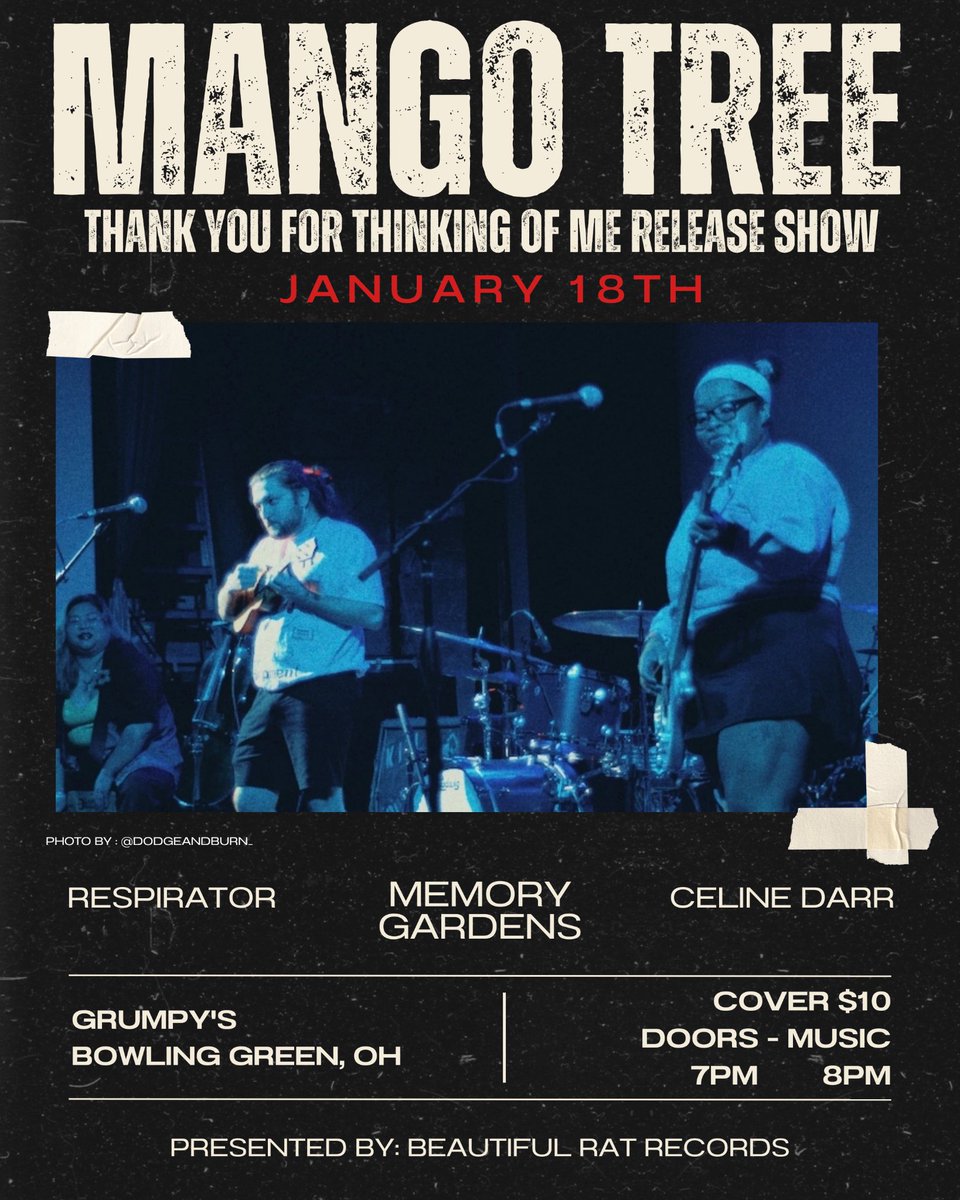 SURPRISE!!! WE'RE HITTING THE ROAD WITH OUR BESTIES <a href="/mangotreeband/">Mango Tree🥭</a>!!! wahoo!!! excited to help them celebrate the release of their EP on this run ^-^

01/16 the atlantic in chicago
01/17 healer in indianapolis
01/18 grumpy dave's in bowing green for mango tree's EP release show