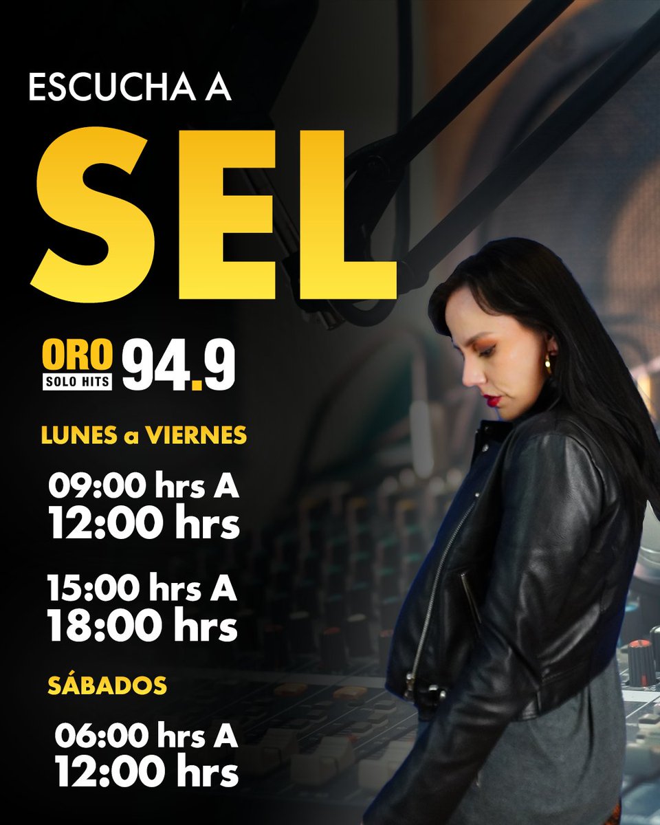 🔥 El lunes por la tarde se acomoda mejor con SEL.   
De 3 p.m. a 6 p.m., hits que bajan la prisa y te suben la energía 🎶✨ 

Escúchala en Oro 94.9 👉 orohits949.com
