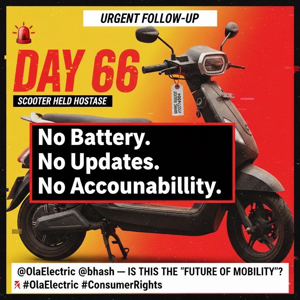 sukanjan's tweet photo. @OlaElectric @bhash When will I get back my scooter?? #OLAELC #ConsumerRights https://t.co/oTKDRMSWaA