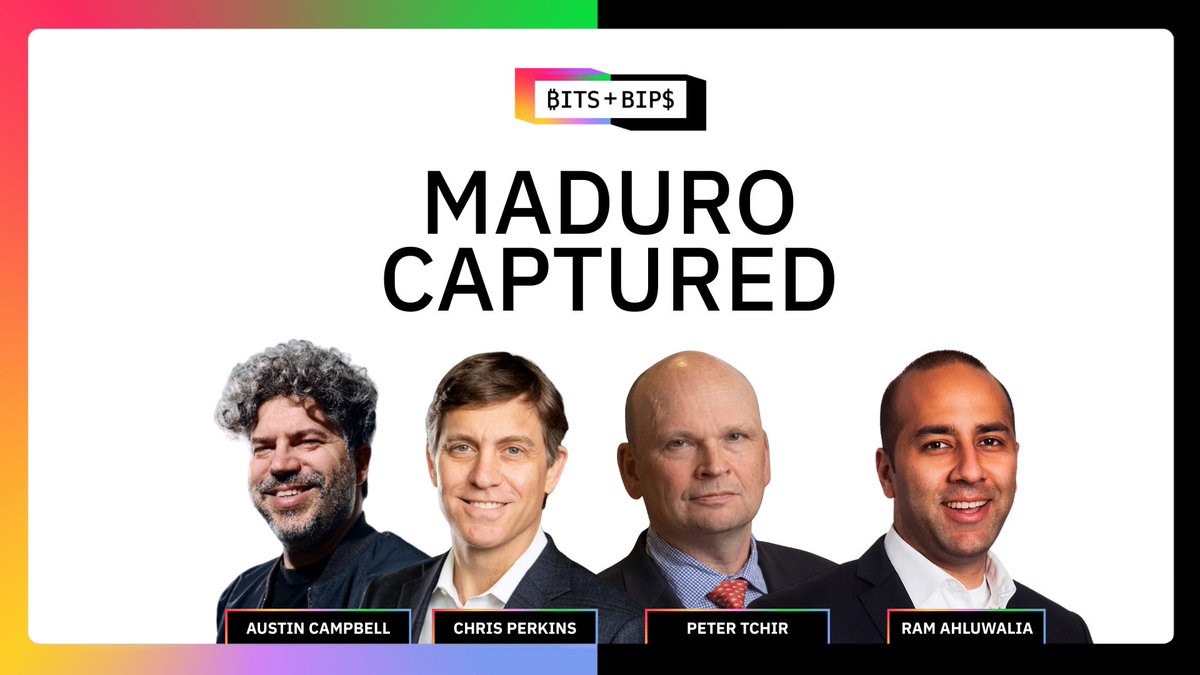 Bits + Bips is LIVE today!

At 3 pm ET, <a href="/austincampbell/"></a>, <a href="/ramahluwalia/">Ram Ahluwalia CFA, Lumida</a>, and <a href="/perkinscr97/">Christopher Perkins 🦅🌎⚓️NYC</a> are joined by Peter Tchir (<a href="/TFMkts/">Peter Tchir</a>) to discuss the U.S. capture of Venezuelan President Nicolás Maduro, Bitcoin's rally past $93K, and what the operation means for oil, China, critical