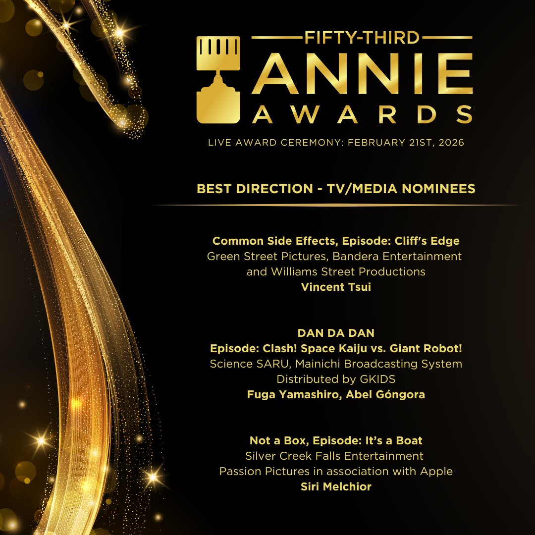 AnnieAwards's tweet photo. Congratulations to the 53rd Annie Awards Nominees for Best Direction - TV/Media!
To learn more, visit https://t.co/K34J6TEUKz
#annieawards #53rdannieawards https://t.co/DU8SACnV7e