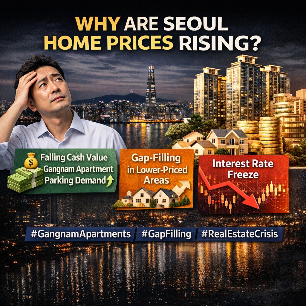 서울 집값, 왜 규제해도 안 떨어질까?
공급 부족이 아니라 현금 가치 하락에 대한 불안이 강남 아파트로 몰리고 있습니다.
지금은 에셋 파킹 수요가 집값을 떠받치는 구조.
앞으로는 덜 오른 지역 중심의 갭매우기 장세가 핵심 변수입니다.

상세내용보기 :
onbinder.com

#서울집값 #강남