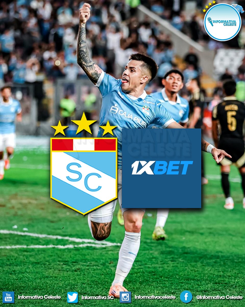 InformativaSC's tweet photo. #OFICIAL @1x_peru Es el nuevo patrocinador principal de Sporting Cristal por los próximos 3 años 📝🎽.  Desde Informativa Celeste, queremos desearle los mejores de los éxitos con nuestro querido
@ClubSCristal 🎽⚽️. ¡Salud, 1xBet! #FuerzaCristal https://t.co/C8GVmW62Ty