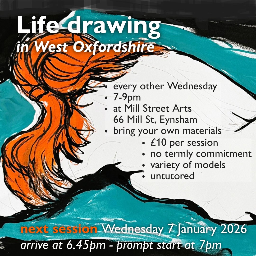 JaneSunflower's tweet photo. #Artists of #WestOxfordshire! Join me &amp; my brother @PaulTomlinsonn for a #LifeDrawing session on Weds 7 Jan in #Eynsham #Oxfordshire.
More info: https://t.co/NSdURb3XH8
Enjoy 2 hours of mindful 'yoga for the eyes'!
#lifeclass #lifedrawingclass #art https://t.co/oKOOqmwONF