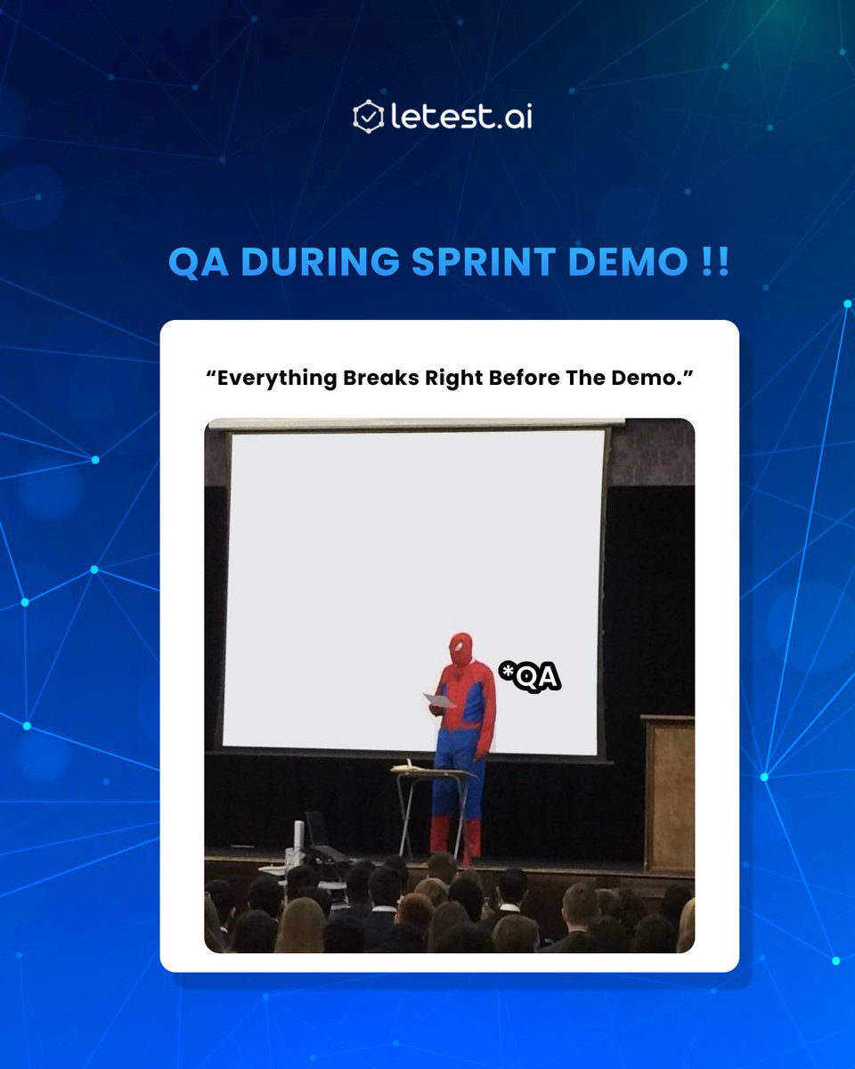 letest_ai's tweet photo. "That moment when the staging environment worked 5 minutes ago, but the demo gods have other plans."
#WorkingInTech #TechCommunity #SoftwareEngineering #CareerHumor https://t.co/MQXRjA316U