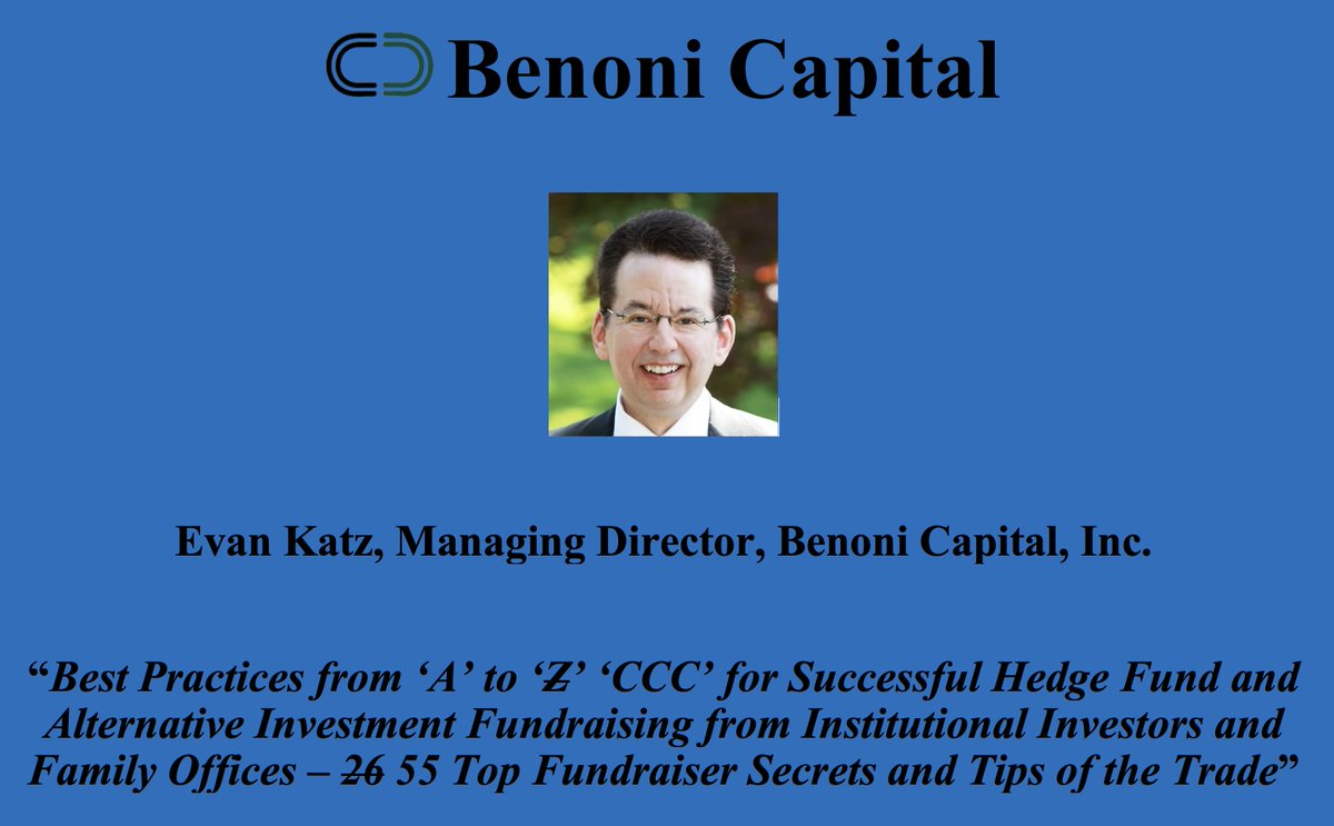 I recently was an expert guest lecturer regarding hedge funds and how to do successful large-scale #investor #fundraising. You can read my detailed and informative PPT on my Substack (evankatzbenonicapital.substack.com), at open.substack.com/pub/evankatzbe…. #HedgeFunds #Investors