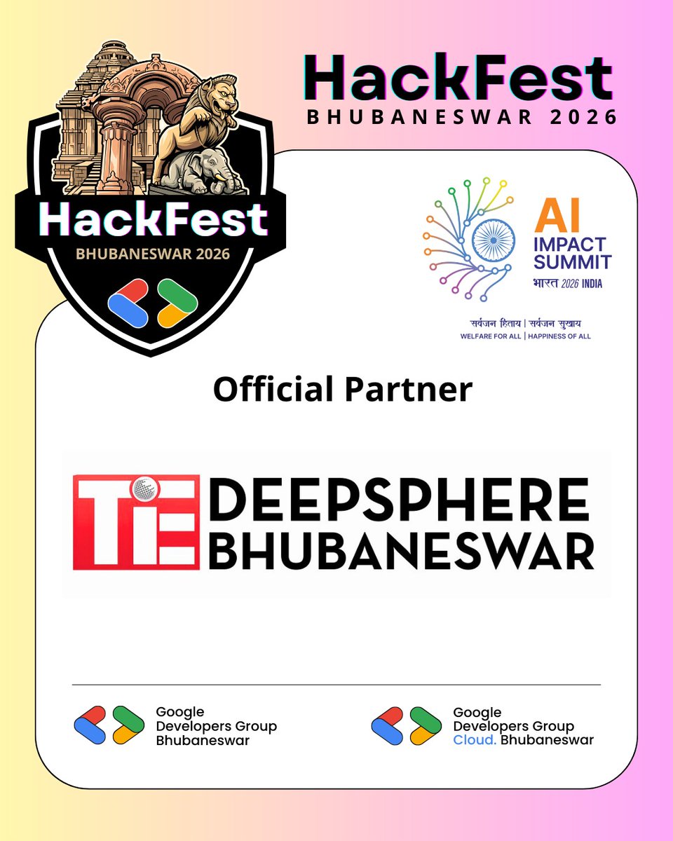 Partnership Announcement | HackFest 2026

We’re pleased to welcome TiE Deepsphere Bhubaneswar as the Official Partner for HackFest Bhubaneswar 2026.
More updates coming soon.✨

#HackFestBhubaneswar2026 #TiEDeepsphere #GDGBBSR #hackathon