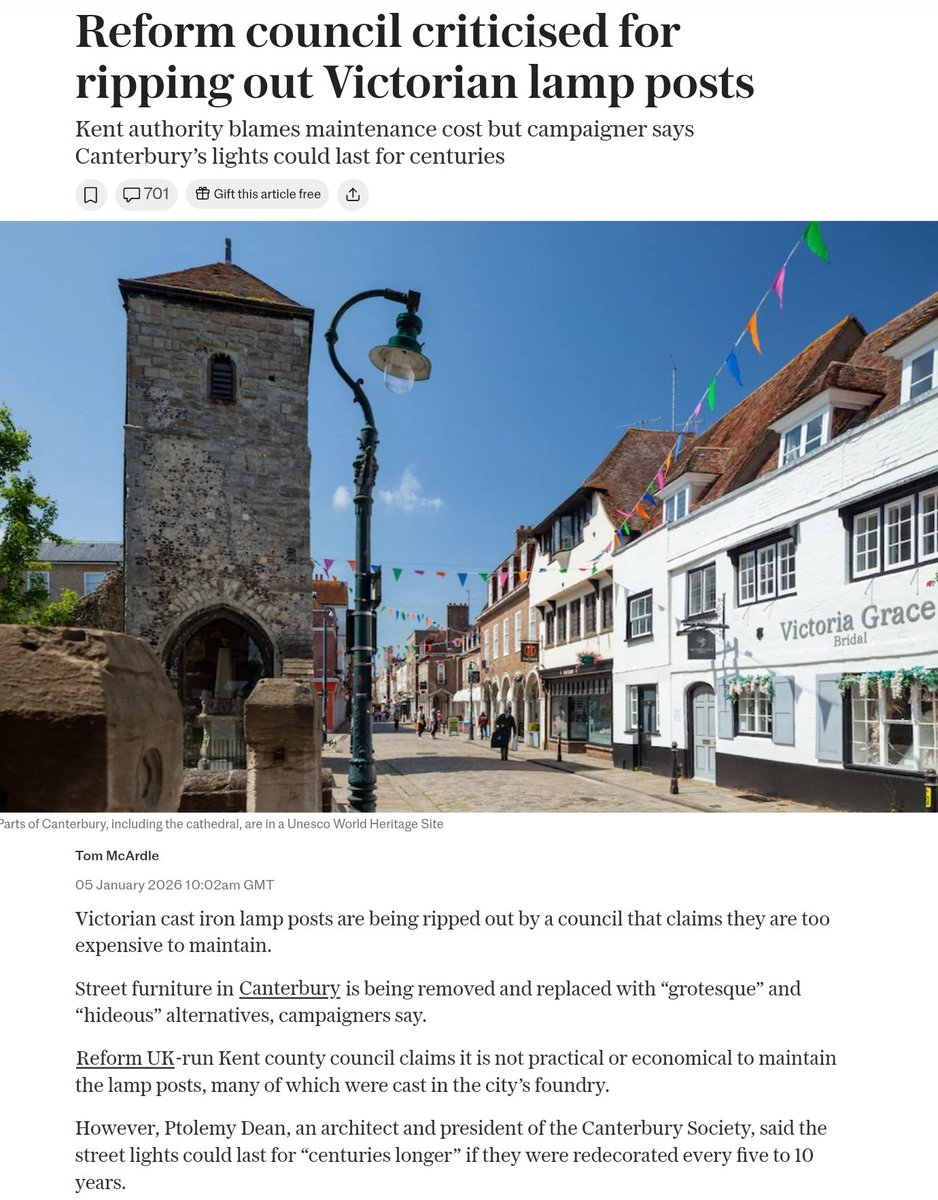 Con_Tomlinson's tweet image. Cultural vandalism is committed just as often by those obsessed with efficiency and cost-cutting as out of hatred and spite.

I love Canterbury. I lived there for three years and visit every Christmas. Its charm is being stripmined out to make way for endless student…