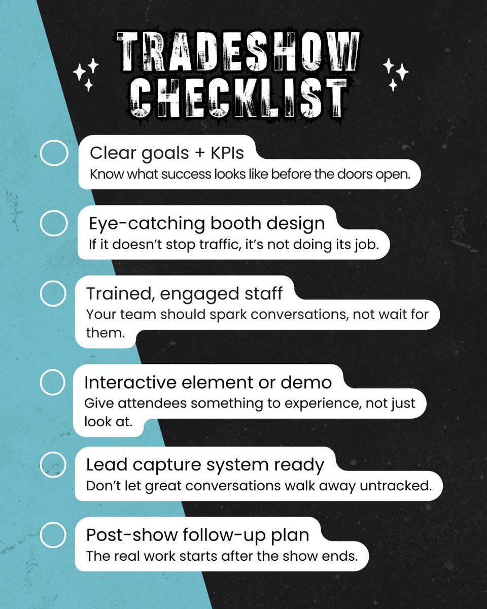 Hwy85Prod's tweet image. A successful trade show doesn’t happen by accident. Start with the checklist. ✔️