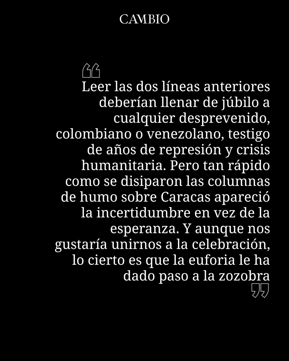 estoescambio's tweet image. La euforia por la salida de Maduro del poder en Venezuela fue efímera. El fin de semana que cambió la historia contemporánea de América Latina, y dejó una señal inquietante: cerró con una amenaza directa de Trump a Gustavo Petro que debería ser rechazada por todos los sectores.…