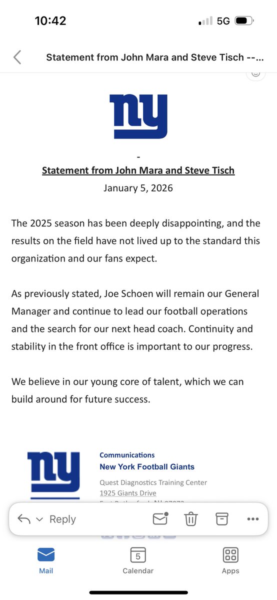 Statement from big blue!! #giants