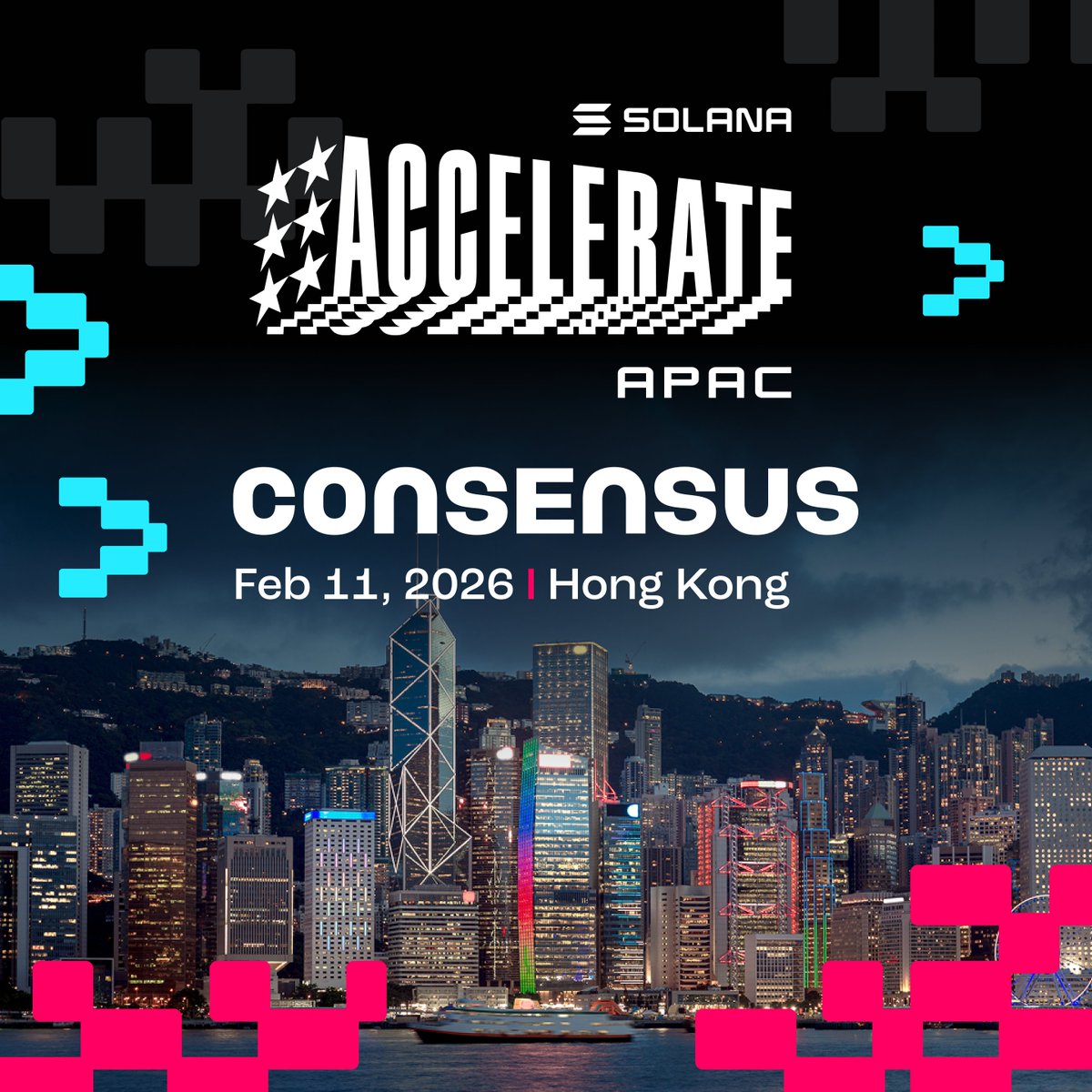 Our first event of 2026 will bring the fastest growing chain to the fastest  growing region of the world. @solana Accelerate at @consensus_hk will bring  together founders, institutions, policymakers and innovators to