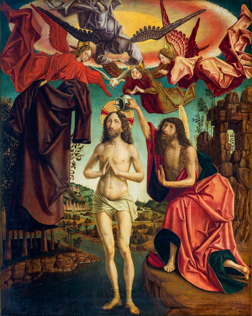 solas_na_greine's tweet image. Michael Pacher, Baptism of Christ (St. Wolfgang Altarpiece) c.1479-1481