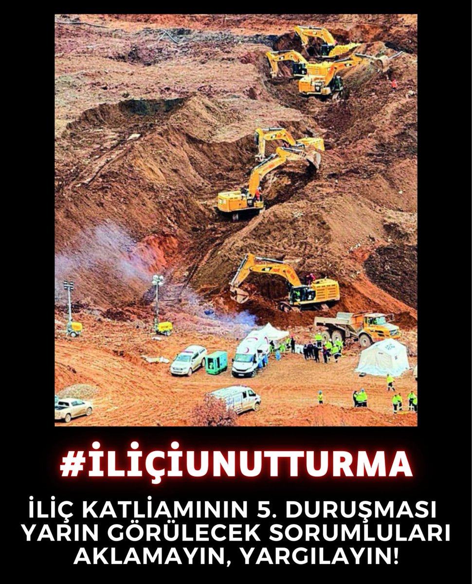 Yarın sabah saat 08.00'de Erzincan Dörtyol'da Adalet için sen de yürü!
Adalet aramayanlar İliç'te sorumluluk almayıp madeni yeniden açma derdinde! Türkiye'nin Çernobilidir iliç açılamaz!
<a href="/csbgovtr/">T.C. Çevre, Şehircilik ve İklim Dğş. Bakanlığı</a>
<a href="/TCEnerji/">T.C. Enerji ve Tabii Kaynaklar Bakanlığı</a>
#İliçiunutturma