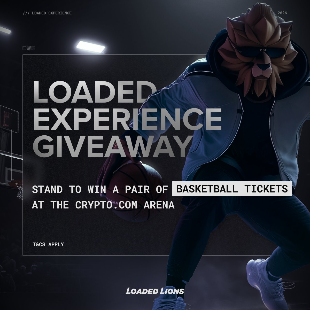 Calling all Loaded Lions Basketball fans! 🦁

We have a pair of suite tickets for the basketball game on 18 January 2026 to giveaway! Here's your chance to watch the event at the <a href="/cryptocomarena/">Crypto.com Arena</a>!

Exclusive to Loaded Lions NFT holders residing in the United States, join our