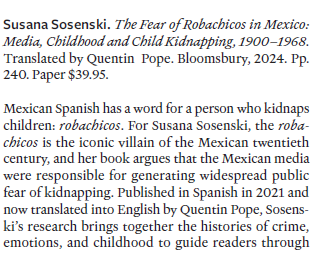 RachelGNewman's tweet photo. Aquí mi reseña del libro de Susana Sosenski sobre el Robachicos en México, recién traducido al inglés, para la American Historical Review. 
https://t.co/cEavfkiUfu https://t.co/gHg9wxupvx