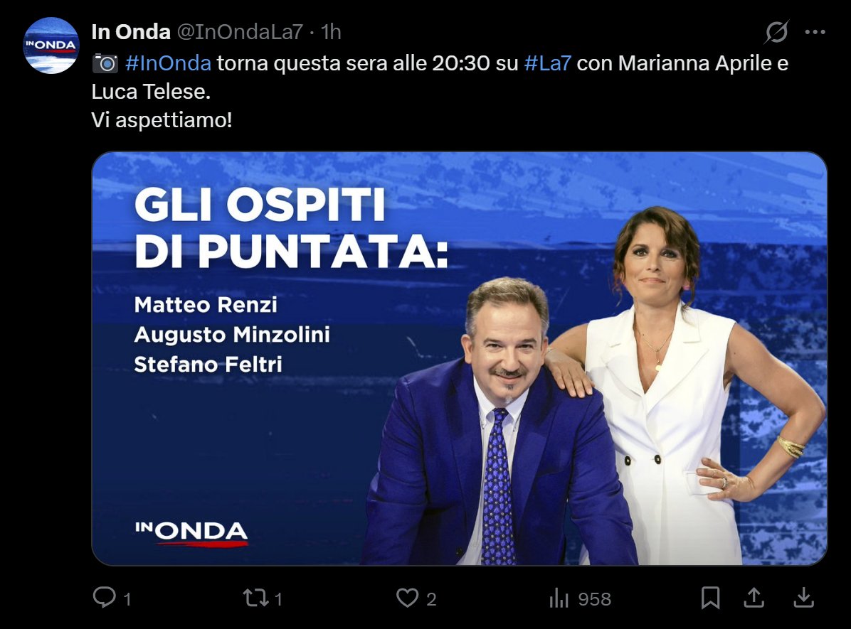 Che sfinimento! Per la delizia di Feltri che sicuramente non gli darà del "raccontaballe"...
<a href="/VigilanzaT/">VigilanzaTv🇵🇸</a> <a href="/Zerovirgola2/">Zerovirgola</a> <a href="/Moonlightshad1/">Cristina Correani 🇵🇸</a>