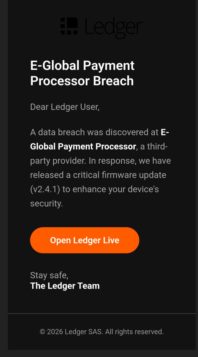 xmrstreet's tweet photo. Ledger wallets, now with 50% more breaches! 

Stay safe and don't buy @Ledger 

#seedsigner https://t.co/FM6WukG3Sw