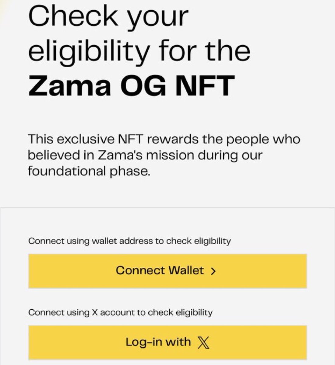Check Eligibility For Zama OG NFT.
= claim.zama.org