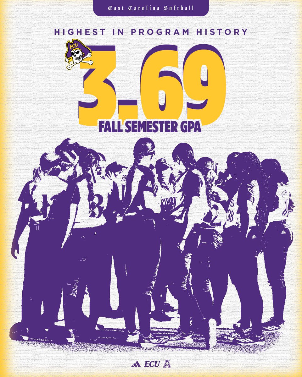 ecu__softball's tweet image. Locked in: same energy, different arena 💜💪🏼

With a 3.69 GPA last semester, we have set another new program record!! 

#GoPirates 
#WeBelieve