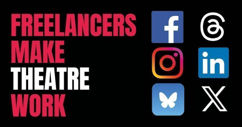 FreelancersMake's tweet photo. Overwhelmed by 'X'? Don’t worry-you can also find us on Bluesky and Threads! Plus, we keep it simple on LinkedIn and Facebook with just one post a day. 💻✨

#FreelancersMakeTheatreWork https://t.co/kU6brPz9IH