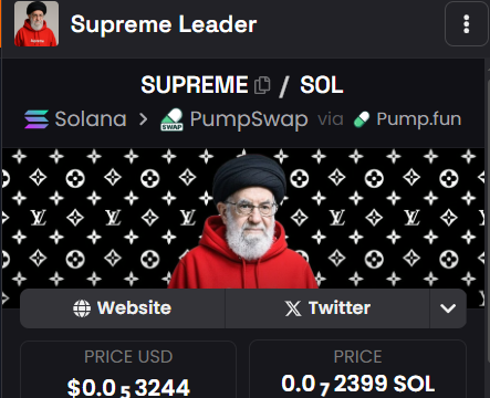 Supreme Leader coded
4k4nFRAhJ999wXASyj7fmu9RnEiLL218Eb7eRWV6pump
$IRAN $MIGA #IranProtests #Iran