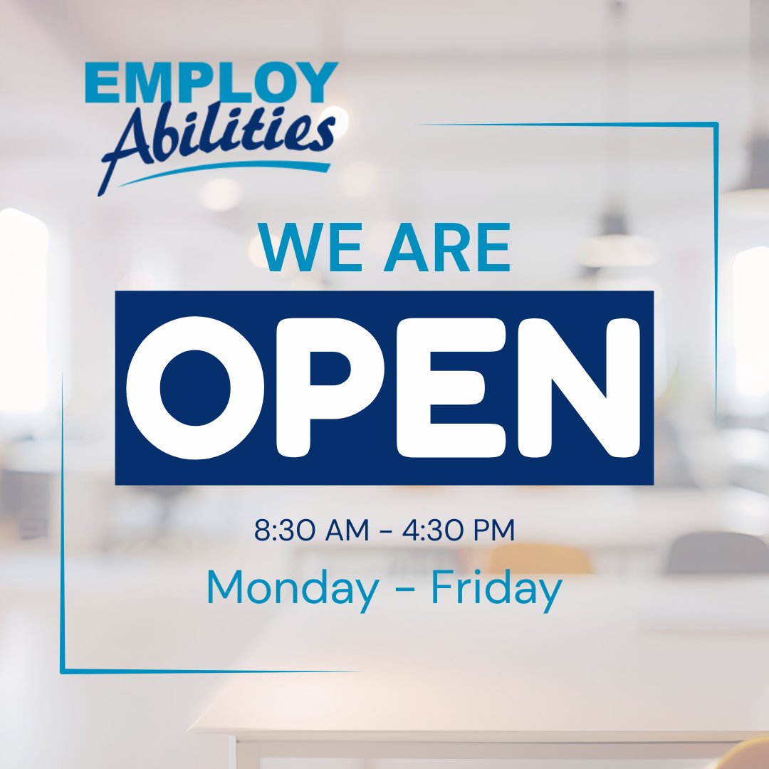 EmployAbilities's tweet image. We're back in the office after the holidays and looking forward to seeing you soon!

All our offices and programs return to their regular hours today. 

Let's kick off 2026 by putting ABILITY to work!

employabilities.ab.ca