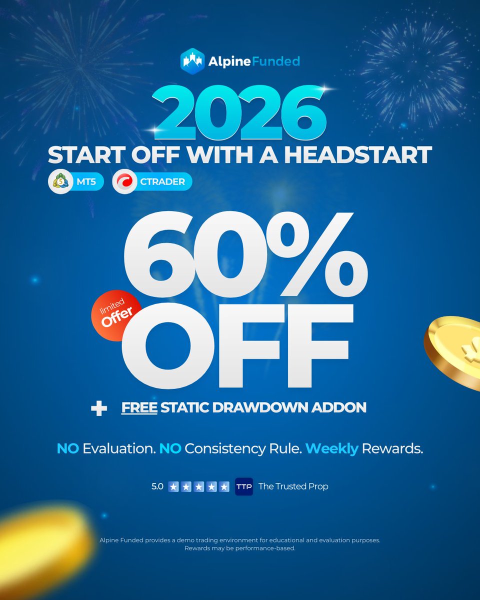 🎆 NEW YEAR SPECIAL IS LIVE

Start 2026 the right way — with more freedom and even better conditions.

✅ 60% OFF Instant Accounts &amp; 2-Phase Challenges
✅ Weekend holding enabled on ALL Accounts
✅ Static drawdown included for FREE
(normally +30% add-on)
✅ No evaluation
✅ No
