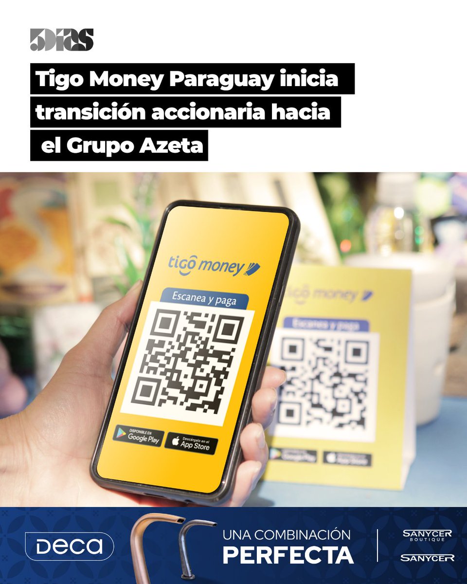 5DiasPy's tweet photo. 📌 Tigo Money Paraguay inicia una nueva etapa

Tigo Money Paraguay firmó un contrato de compraventa de acciones para avanzar en su transición hacia el Grupo Azeta, un holding con experiencia en servicios financieros, retail y real estate. La operación se realiza conforme a la normativa vigente y queda sujeta a la aprobación de las autoridades regulatorias.

Ambas compañías señalaron que este paso busca fortalecer la inclusión financiera, impulsar la innovación y mejorar la eficiencia operativa, manteniendo el rol de Tigo Money en el sistema financiero paraguayo.

🔗 Lee más en https://t.co/5NjYt40DQE

#TigoMoney #GrupoAzeta #Fintech #InclusiónFinanciera #Paraguay 💼📲