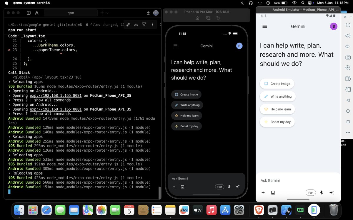 saadsiddiquidev's tweet photo. Building a Gemini-style AI chat UI
using React Native Paper + @expo router ⚡
Designed &amp; iterated with @Trae_ai 
#ReactNative #AI #MobileUI #BuildInPublic #Expo #GenAI https://t.co/IY4Sp7vwUL