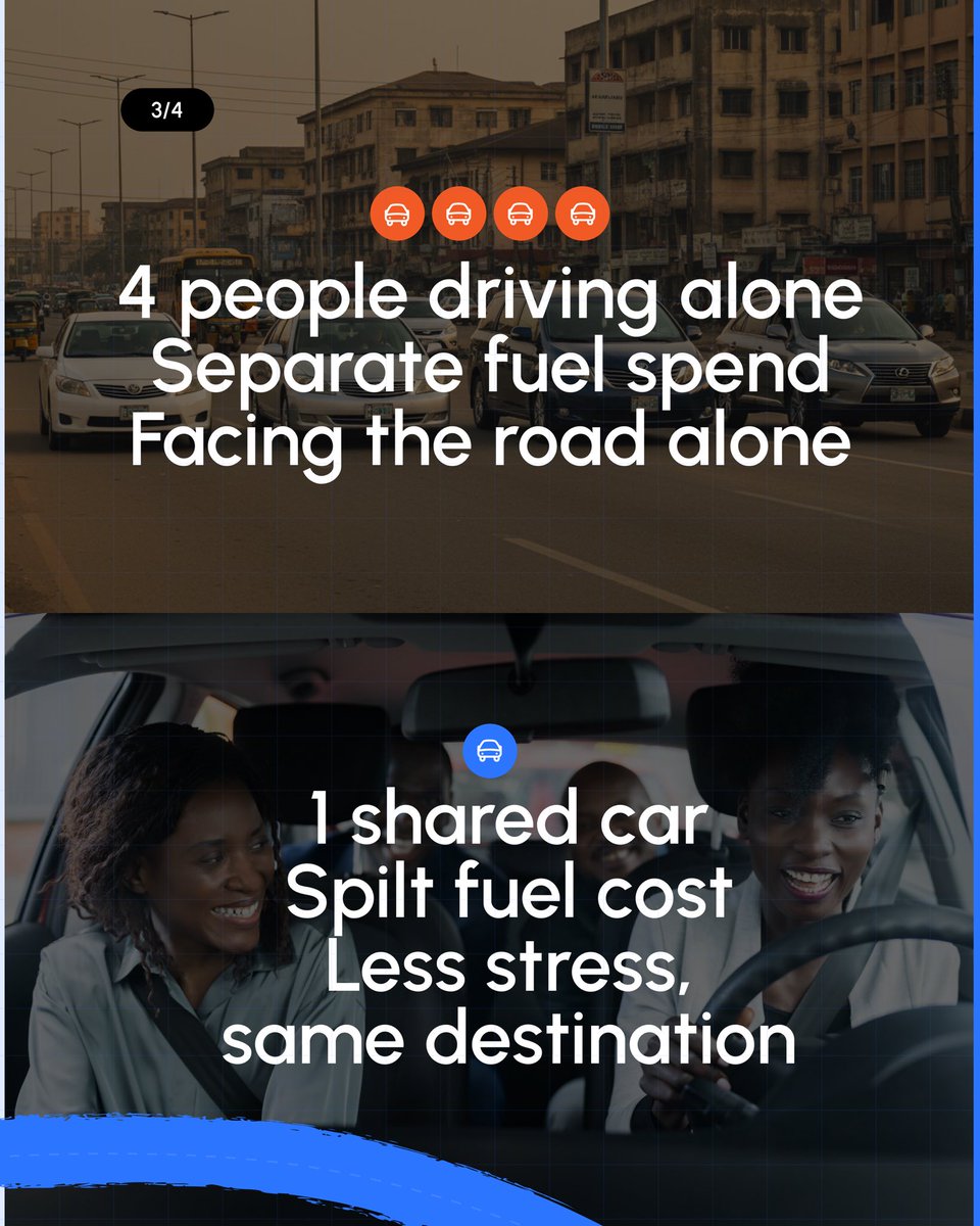 LincRide's tweet photo. Why drive alone when you can carpool? Split costs, reduce stress, and turn your commute into a smarter ride with LincRide.

#lincride #smartercommute  #carpooling  #LAGOS https://t.co/2M5MWR66fb