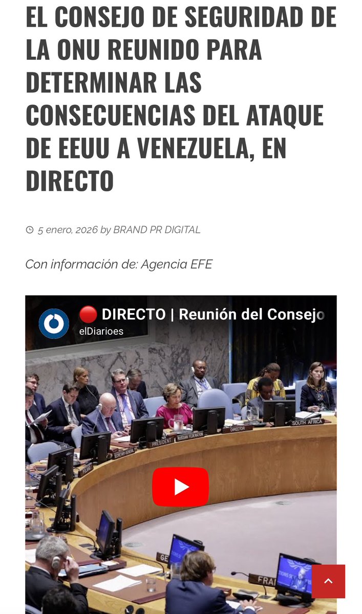 BrandPRDigital's tweet image. EL CONSEJO DE SEGURIDAD DE LA ONU REUNIDO PARA DETERMINAR LAS CONSECUENCIAS DEL ATAQUE DE EEUU A VENEZUELA, EN DIRECTO Vía #BrandPRMagazine #BrandPRMag brandprdigital.com.mx/ultima-hora-so…