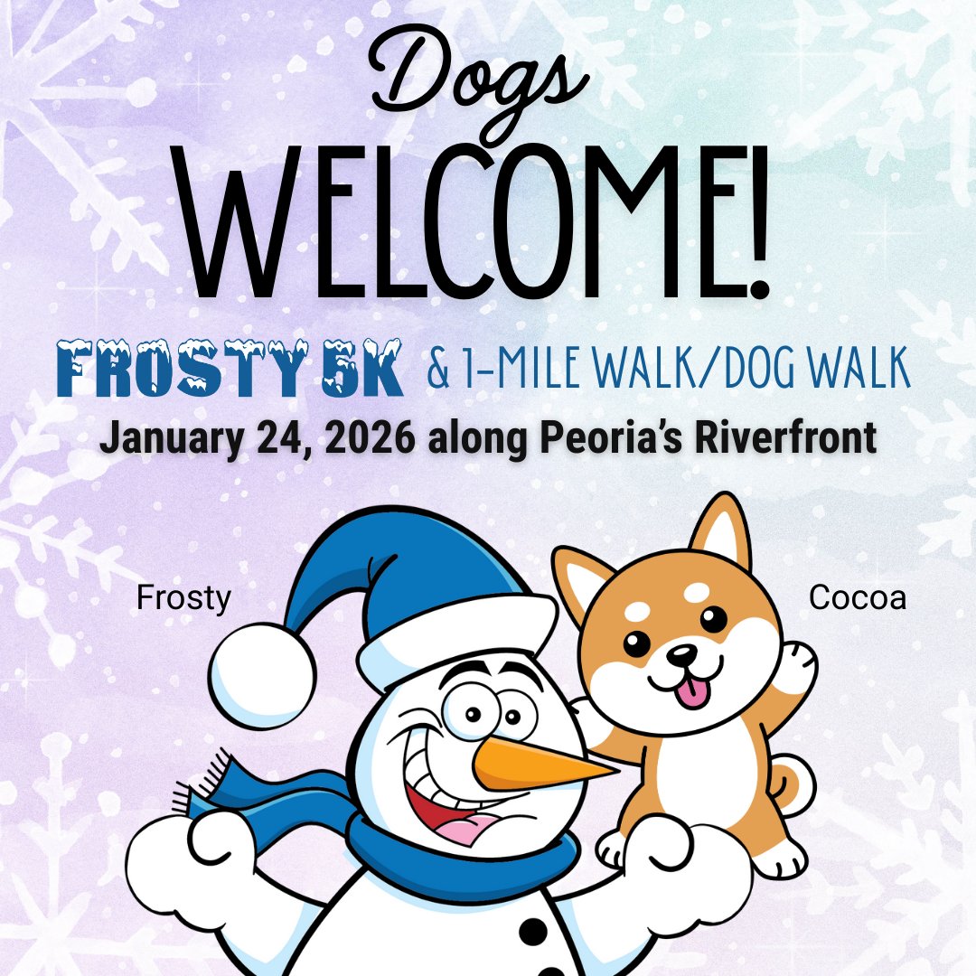 family_core's tweet image. Grab your pup and sign up for FamilyCore’s Frosty 5K &amp;amp; Dog Walk 🦮❄️on January 24 along Peoria’s Riverfront. Sign up at familycore.org/events/frosty-…  #Frosty5K #FamilyCore #Winter5K #DogWalkFun