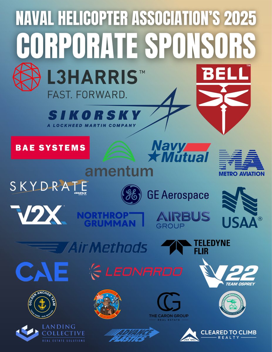 NavalHelicopter's tweet photo. Thank you to all of our 2025 Corporate Sponsors!
.
NHA truly cannot exist without you and we are so thankful for all you have done for us this past year!
.
We hope you had a wonderful and safe new years, and we wish only good things for 2026! https://t.co/bXLEId3zTH