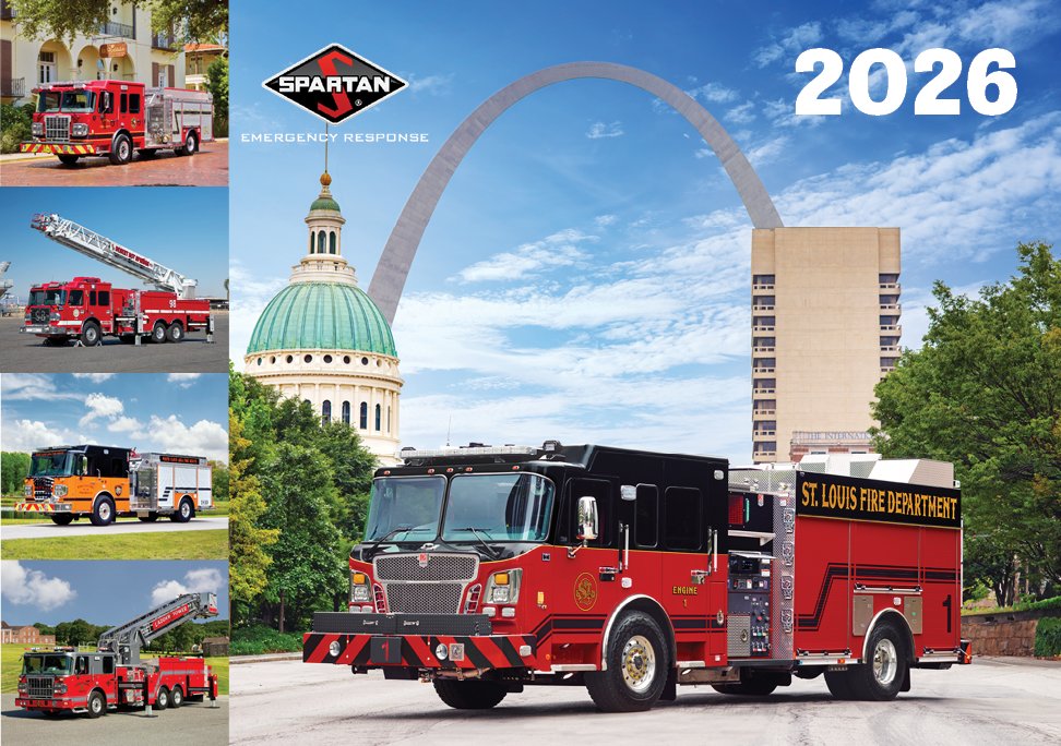 New Year! New Calendar! Order your 2026 Spartan Calendars, featuring month after month of awesome Spartan fire trucks and color-coded shifts for firefighters. Cost is $19.95! Get yours:  ow.ly/8tUT50XIsur #SpartanER #Smeal #LadderTower #firefighter #firetruck #calendar2026