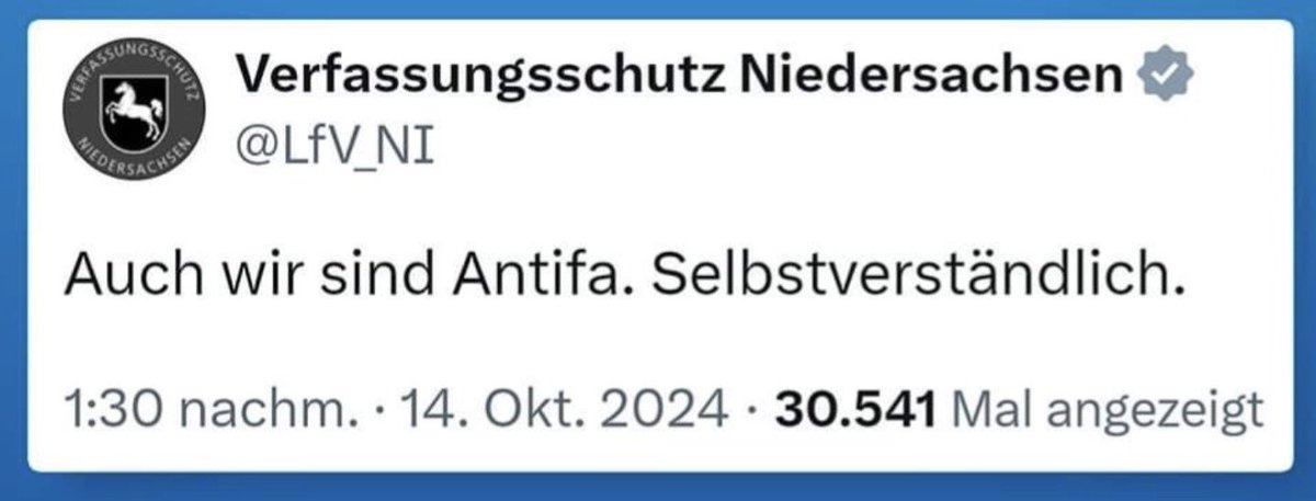 Falls Sie sich fragen, wieso der Verfassungsschutz Leute observiert, die Witze über die Grünen gemacht haben, es aber nicht auf die Kette kriegt (oder kriegen will), ein linksradikales Terrornetzwerk zu zerschlagen, das ganze Teile der Hauptstadt lahmlegt.