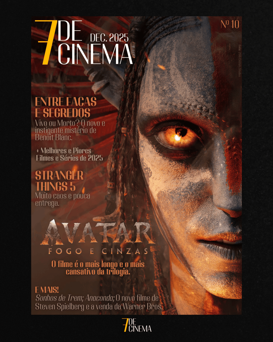 7de_Cinema's tweet photo. Chegou a décima edição!

Como destaque do mês temos Avatar: Fogo e Cinzas, o mais recente sucesso de James Cameron, que conta o final da história da família de Jake Sully e Neytiri.

Acesse a revista pelo link da bio e leia sobre o cinema do mês de dezembro! https://t.co/qcONDGIgY5